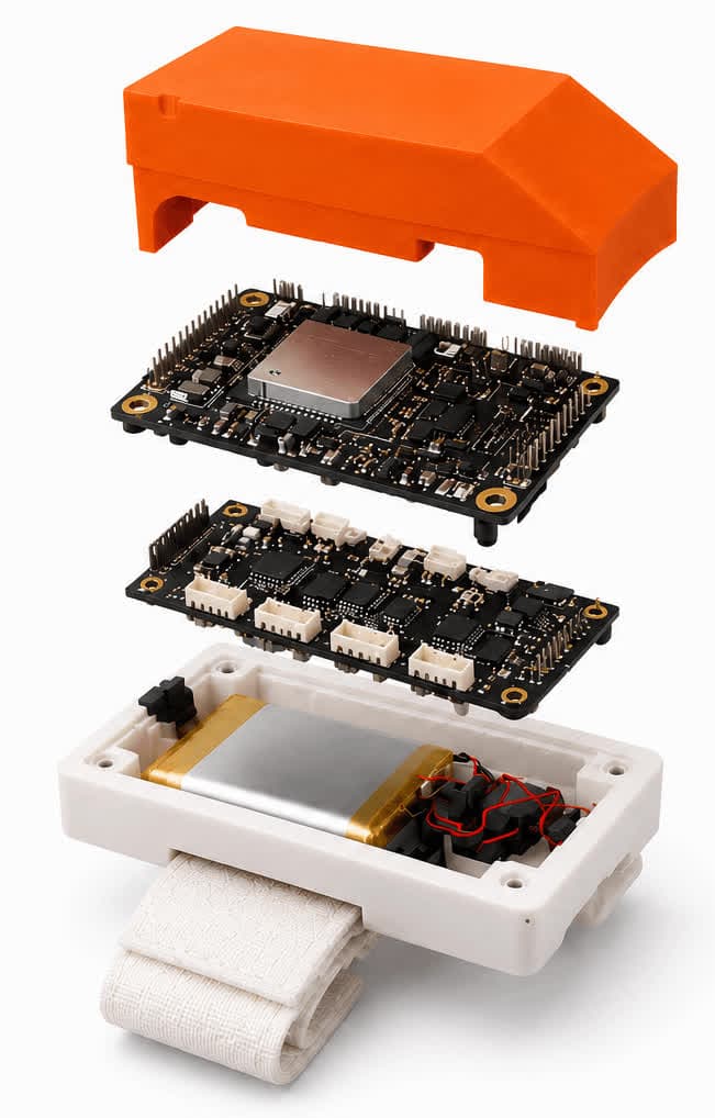 Exploded view of HandSync Gloves hardware